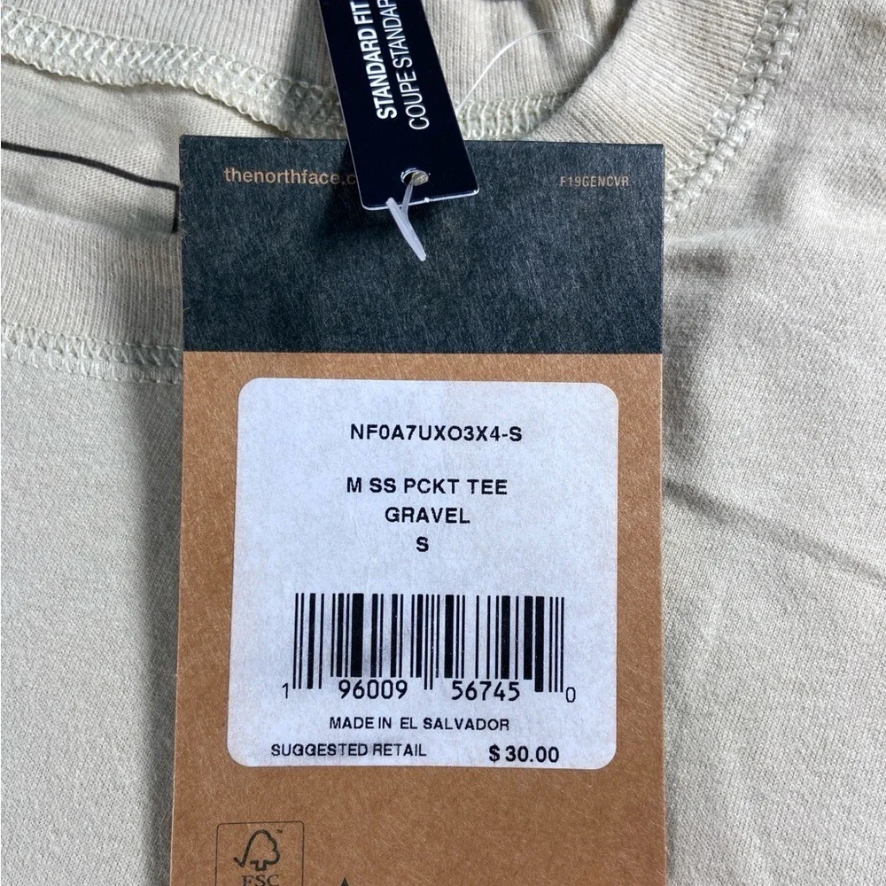 The North Face‎ Pocket Tee Mens Small Gravel/Stone Standard Fit NWT Minimalist